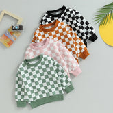 Checkered Print Sweatshirt Hippo Boutique