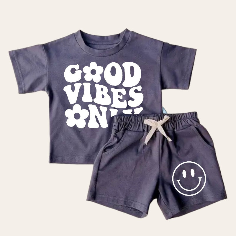 Good Vibes Only Smiley T-Shirt & Shorts Set Hippo Boutique