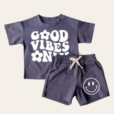 Good Vibes Only Smiley T-Shirt & Shorts Set Hippo Boutique