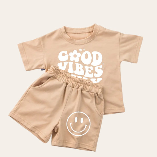 Good Vibes Only Smiley T-Shirt & Shorts Set Hippo Boutique