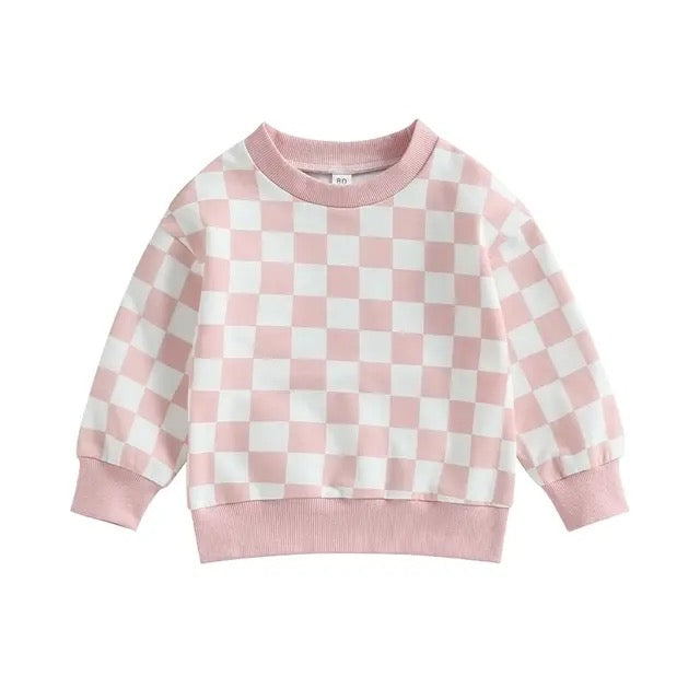 Checkered Print Sweatshirt Hippo Boutique