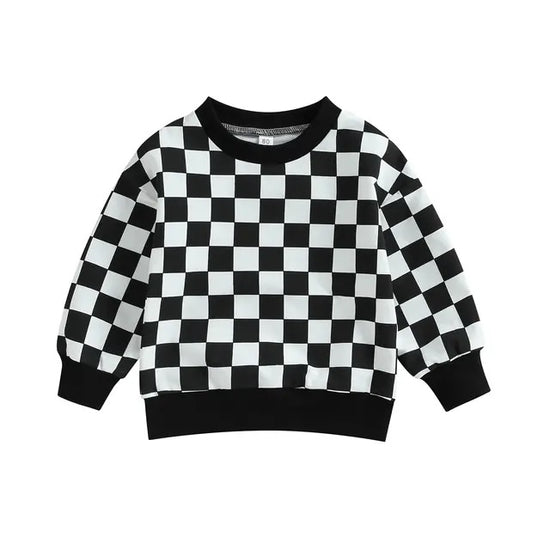 Checkered Print Sweatshirt Hippo Boutique