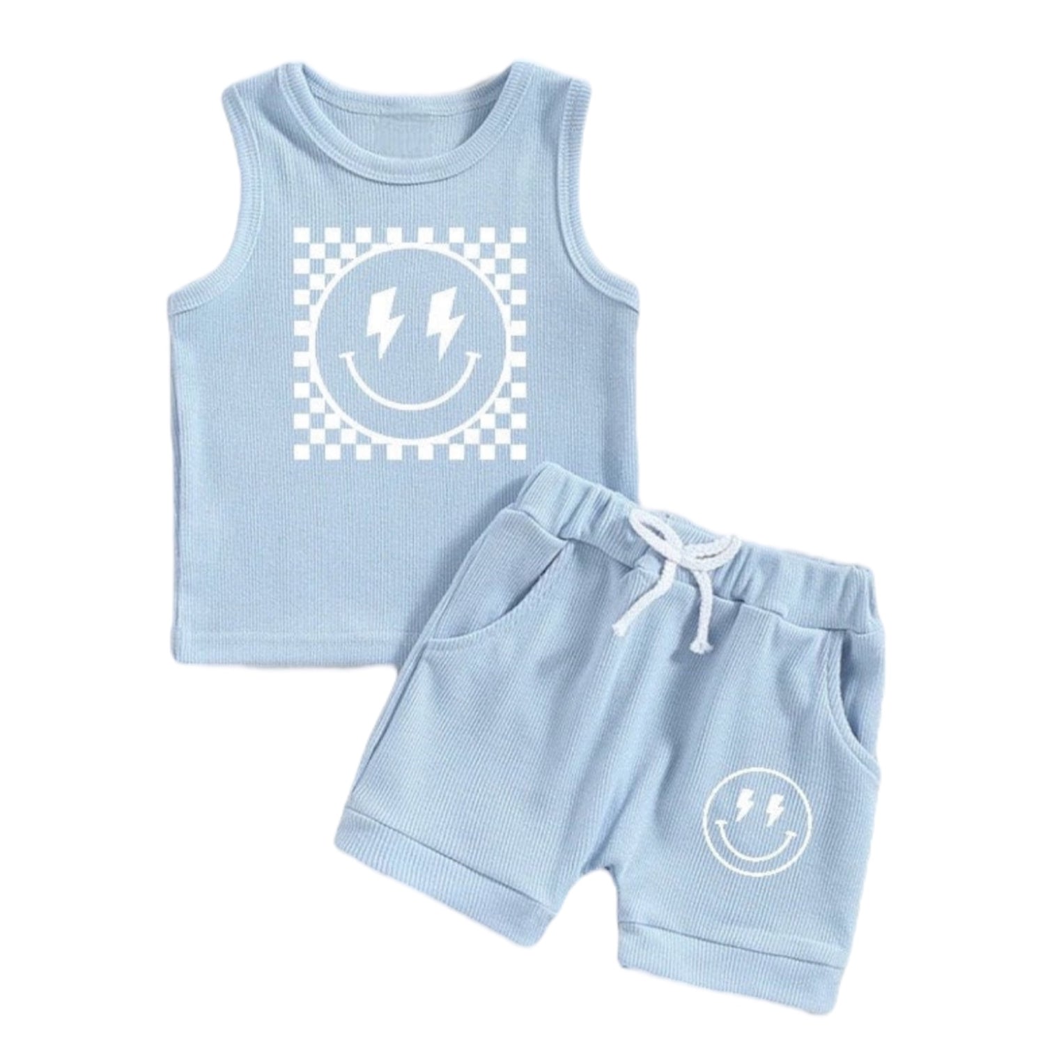 Checkered Smiley Tank & Shorts Set Hippo Boutique