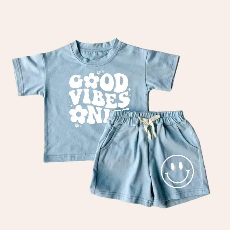 Good Vibes Only Smiley T-Shirt & Shorts Set Hippo Boutique