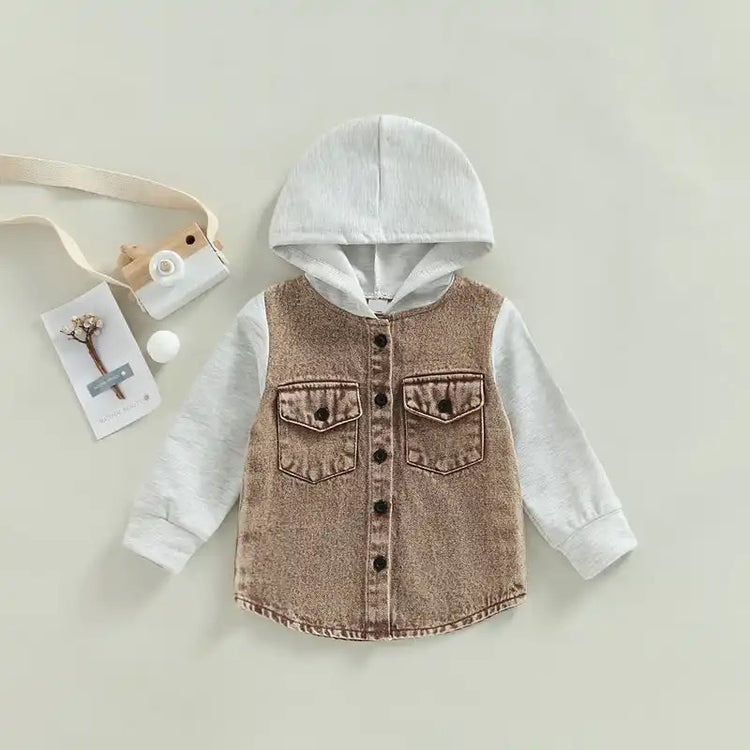 Button Up Jean Jacket Hoodie Hippo Boutique
