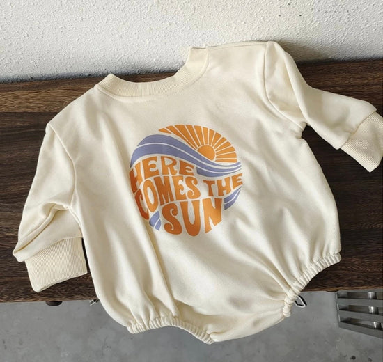 Here comes the sun Sweatshirt Bubble Romper - Hippo Boutique