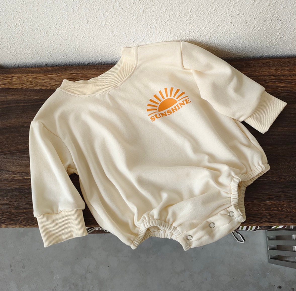Here comes the sun Sweatshirt Bubble Romper - Hippo Boutique