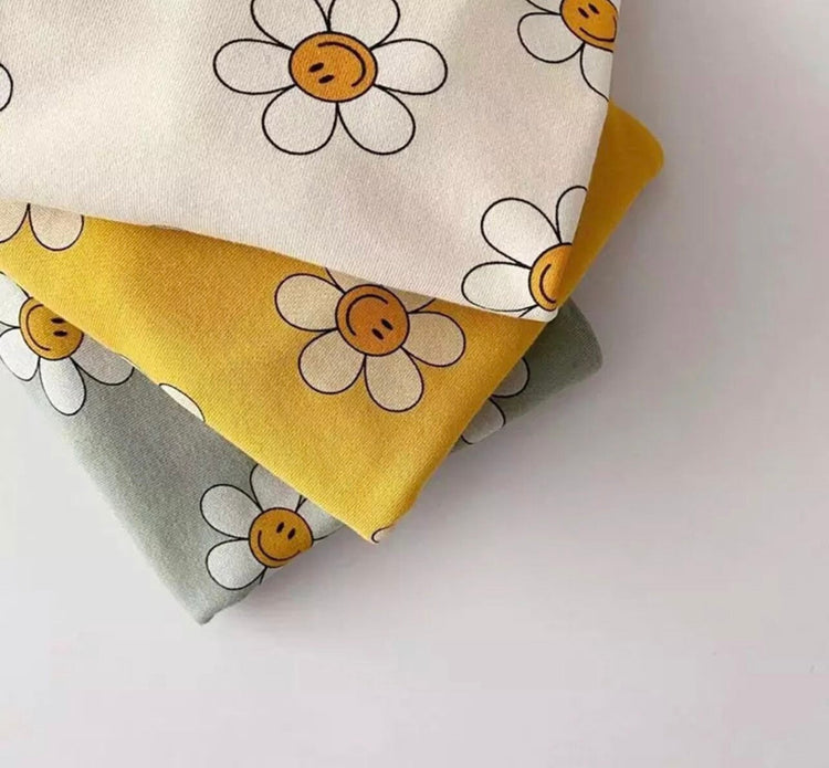 Retro Smiley Face Flowers Oversized Baby Sweatshirt / oversized sweatshirt / baby clothes / baby sweatshirt / flowers/retro/baby gift