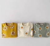 Retro Smiley Face Flowers Oversized Baby Sweatshirt / oversized sweatshirt / baby clothes / baby sweatshirt / flowers/retro/baby gift