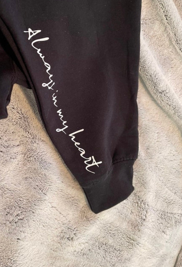 In loving memory of with name date and quote on the sleeve hoodie/sweatshirt/rip/loss/memorial/memory/gift/women/men/unisex/gift/clothes/