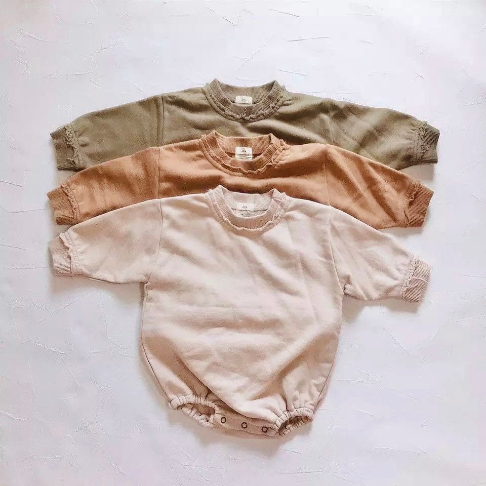 Baby Neutral Sweatshirt Rompers /baby clothes/ kids winter clothes / baby sweatshirt / fall clothes / toddler/ bubble romper/ onesie