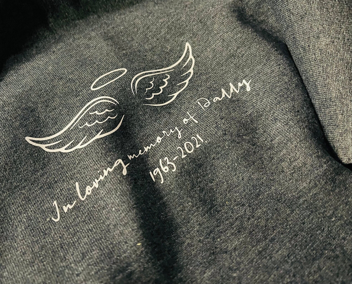 In loving memory of with name date and quote on the sleeve hoodie/sweatshirt/rip/loss/memorial/memory/gift/women/men/unisex/gift/clothes/
