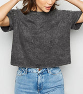 Stone Washed 100% Cotton Oversized Cropped T-Shirts | cool shirt | beach tee | women top | gift for her | vintage | blank | crop tshirt |