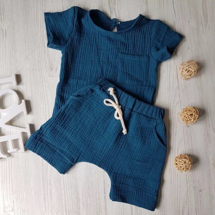 Baby soft organic cotton Shorts and Tshirt clothing set - Hippo Boutique