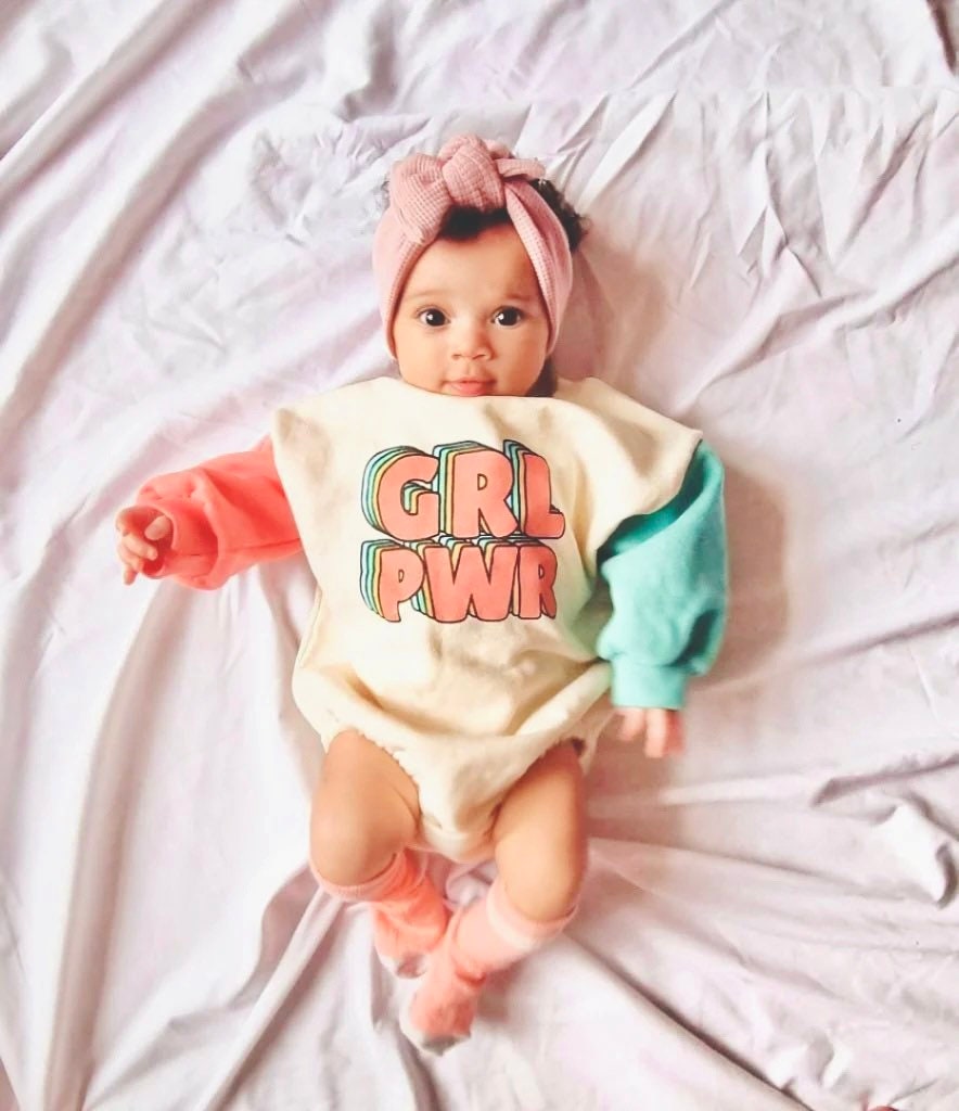 Girl Power Sweatshirt Romper - Hippo Boutique