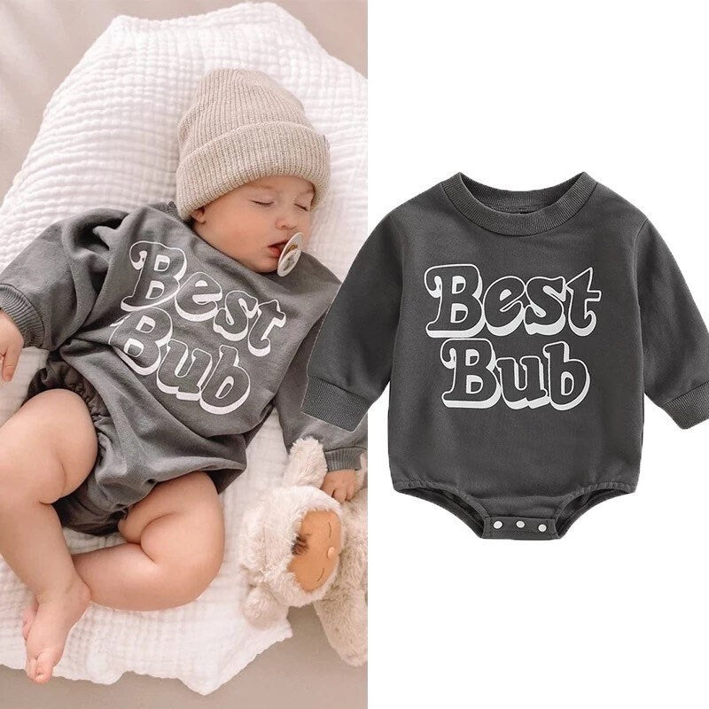 Best Bub Grey Baby cotton Sweatshirt ROMPER/baby sweatshirt/baby gift/baby clothes/baby romper/onesie/sweater/bub