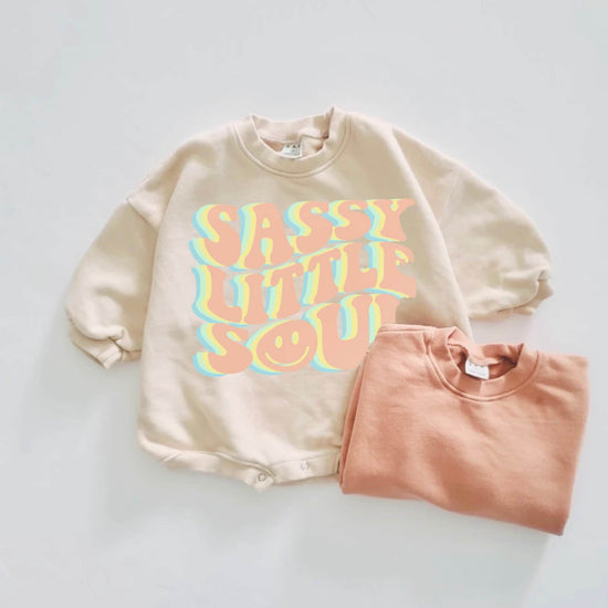 Retro Sassy Little Soul Baby Sweatshirt / baby clothes / vintage / retro / oversized sweatshirt / bubble romper / butterfly / long sleeve