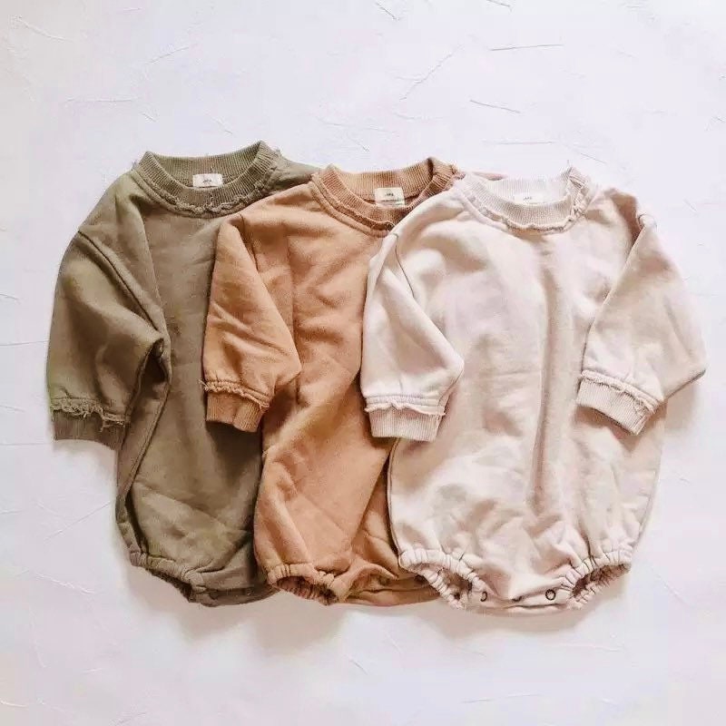 Baby Neutral Sweatshirt Rompers /baby clothes/ kids winter clothes / baby sweatshirt / fall clothes / toddler/ bubble romper/ onesie