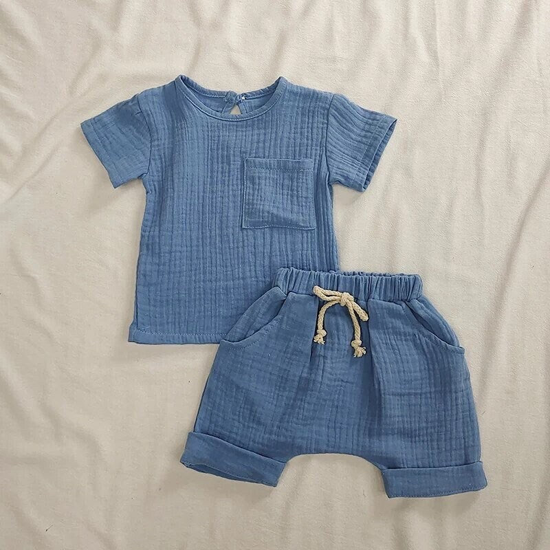 Baby soft organic cotton Shorts and Tshirt clothing set - Hippo Boutique