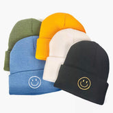 Smiley Embroidered warm and thick Beanies/ beanie hat / winter hat/ women beanie/ men beanies/ winter/beanie/smile/retro/tuque