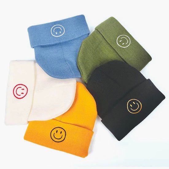 Smiley Embroidered warm and thick Beanies/ beanie hat / winter hat/ women beanie/ men beanies/ winter/beanie/smile/retro/tuque