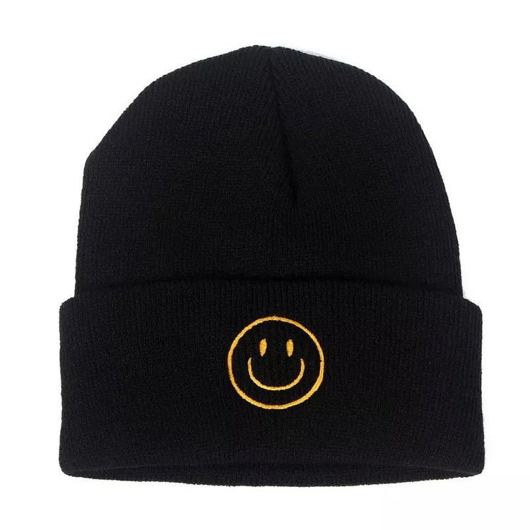 Smiley Embroidered warm and thick Beanies/ beanie hat / winter hat/ women beanie/ men beanies/ winter/beanie/smile/retro/tuque