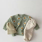 Retro Smiley Face Flowers Oversized Baby Sweatshirt / oversized sweatshirt / baby clothes / baby sweatshirt / flowers/retro/baby gift