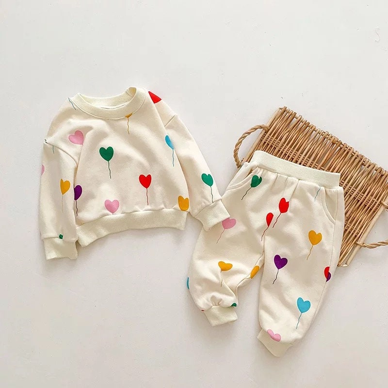 Heart Balloons 2 piece baby set - Hippo Boutique