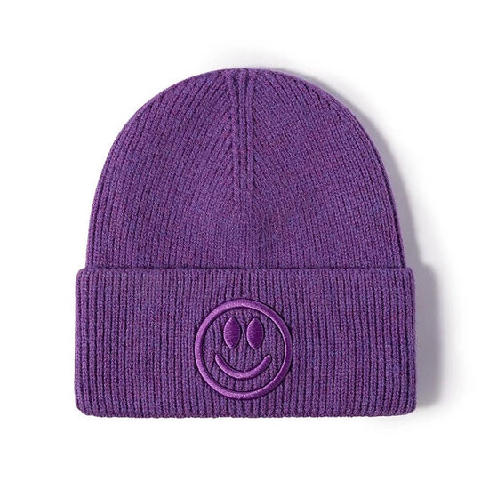 Cashmere Adult Smiley Beanie Winter hat/embroidered/smiley/tuque/hat/winter/gift/beanie/women/men