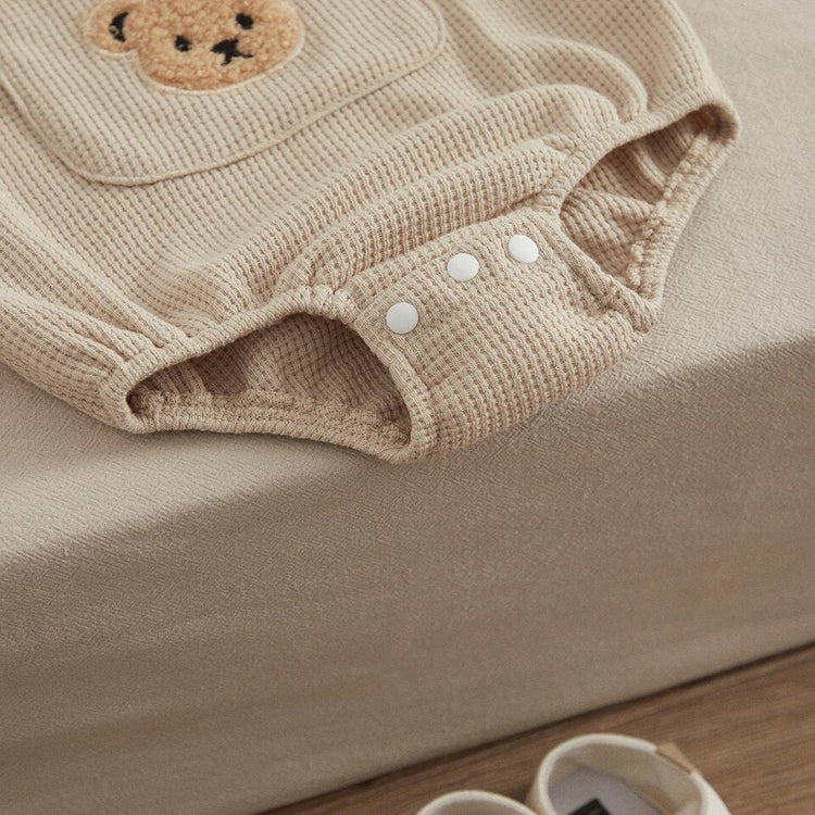 Waffle Knit Bear Baby Oversized Sweatshirt Romper Bodysuit/baby clothes/baby romper/baby sweatshirt/baby gift/baby shower/baby sweater/kids