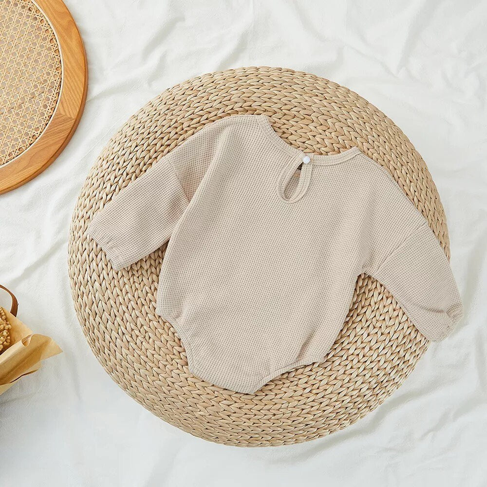 Waffle Knit Bear Baby Oversized Sweatshirt Romper Bodysuit/baby clothes/baby romper/baby sweatshirt/baby gift/baby shower/baby sweater/kids