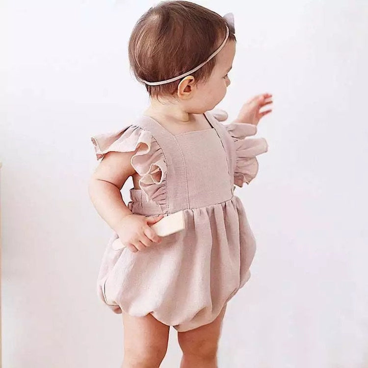 Ruffled Sleeve bubble Romper Dress - Hippo Boutique