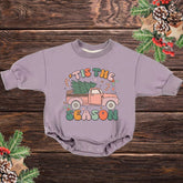 Tis The Season Retro Christmas Baby Oversized Sweatshirt Romper / baby boy / bodysuit / onesie / baby clothes / baby crew / baby girl gift