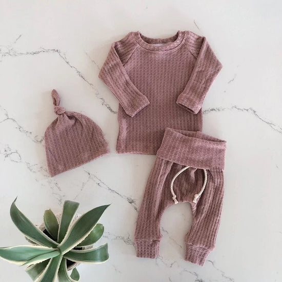 Cotton Waffle Knit Outfit - Hippo Boutique