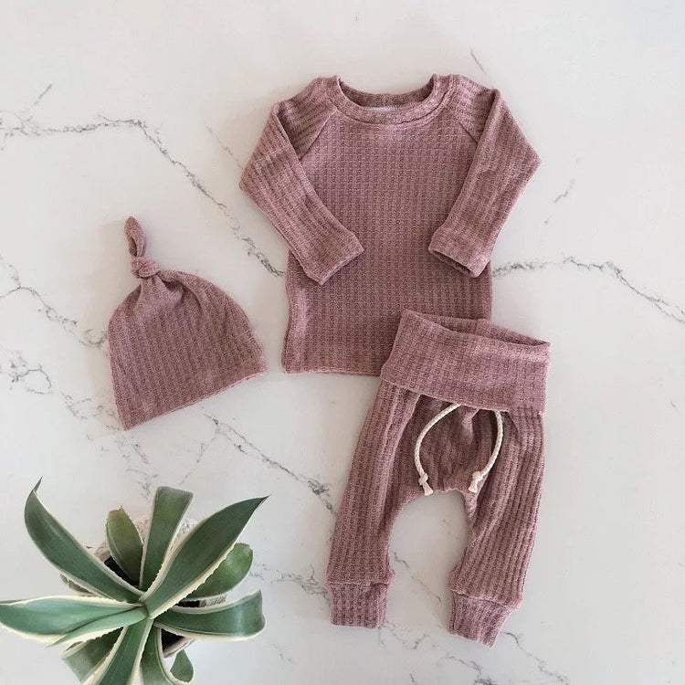 Cotton Waffle Knit Outfit - Hippo Boutique
