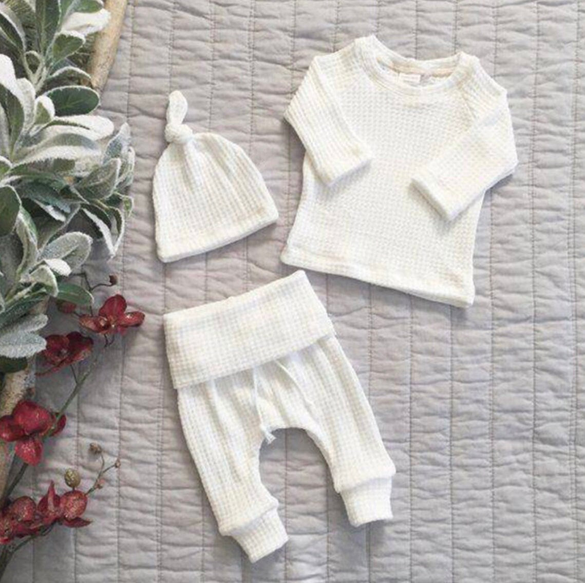 Cotton Waffle Knit Outfit - Hippo Boutique