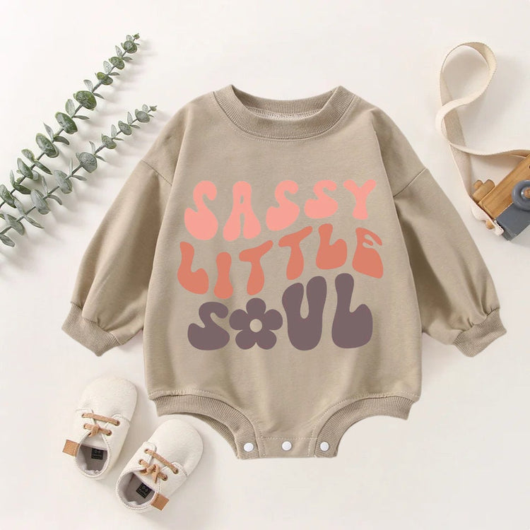 Sassy Little Soul Oversized Sweatshirt Romper/baby clothes/baby sweatshirt/bubble/baby sweater/baby gift/onesie/baby shower/retro