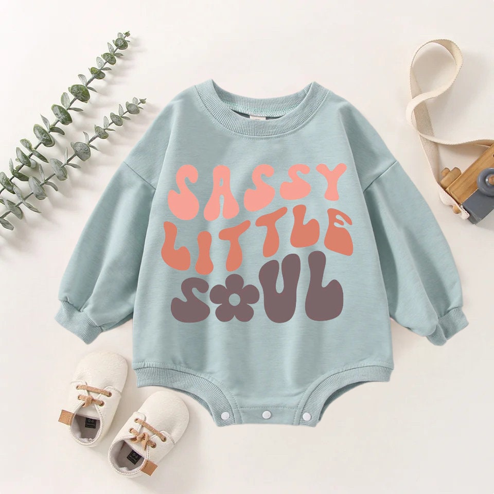 Sassy Little Soul Oversized Sweatshirt Romper/baby clothes/baby sweatshirt/bubble/baby sweater/baby gift/onesie/baby shower/retro