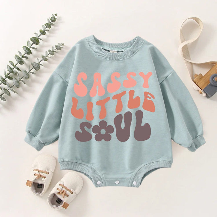 Sassy Little Soul Oversized Sweatshirt Romper/baby clothes/baby sweatshirt/bubble/baby sweater/baby gift/onesie/baby shower/retro