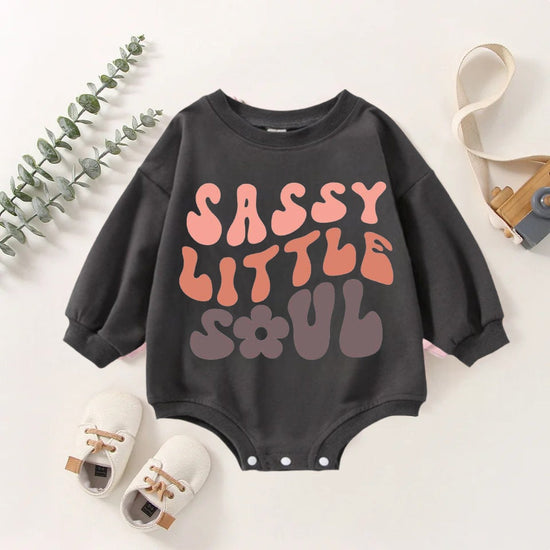 Sassy Little Soul Oversized Sweatshirt Romper/baby clothes/baby sweatshirt/bubble/baby sweater/baby gift/onesie/baby shower/retro