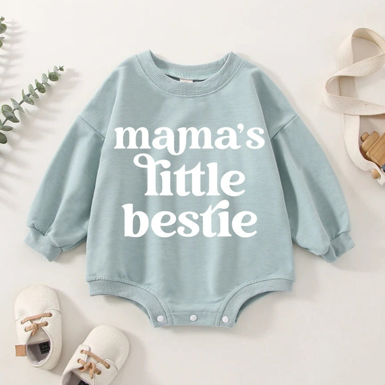 Baby Mamas Bestie Oversized Sweatshirt Romper/baby clothes/baby sweatshirt/bubble/baby girl boy/baby gift/onesie/baby shower/infant/newborn