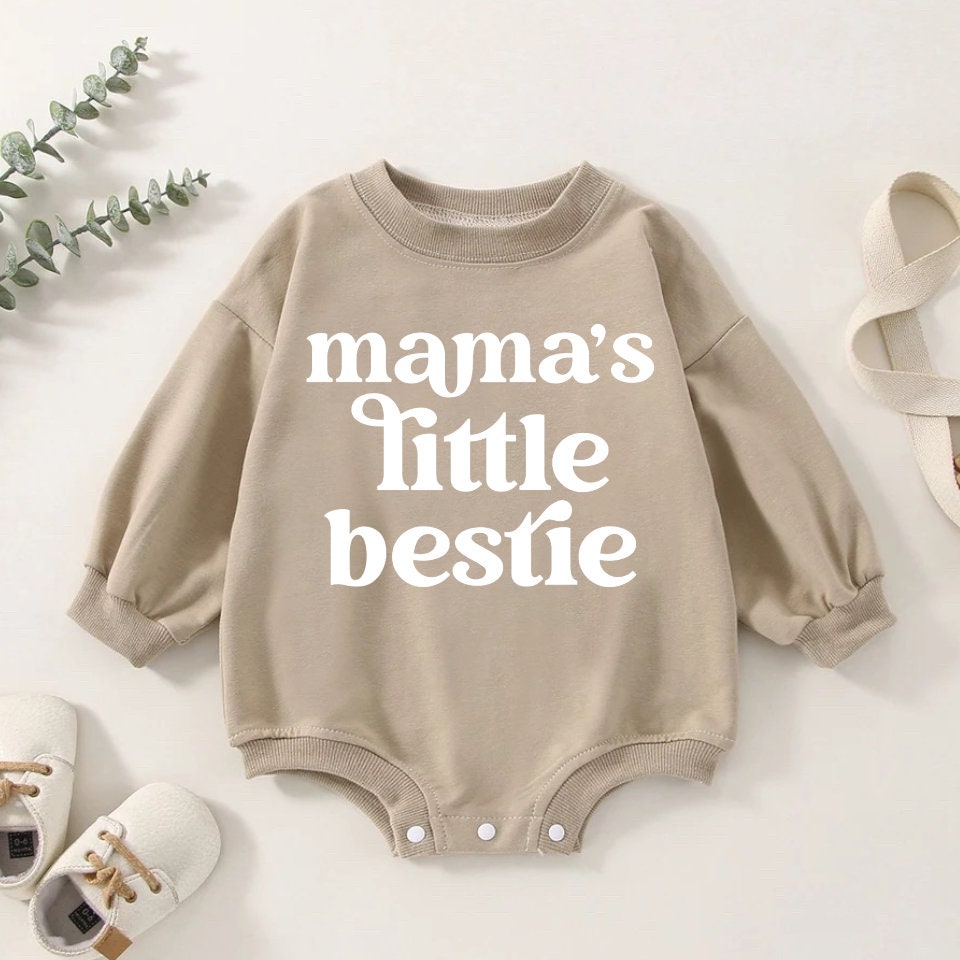 Baby Mamas Bestie Oversized Sweatshirt Romper/baby clothes/baby sweatshirt/bubble/baby girl boy/baby gift/onesie/baby shower/infant/newborn