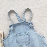 Baby And toddler sleeveless denim bubble romper bodysuit, infant, onesie, beach outfit, summer, jean,