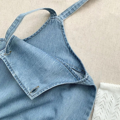 Baby And toddler sleeveless denim bubble romper bodysuit, infant, onesie, beach outfit, summer, jean,