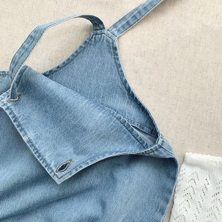Baby And toddler sleeveless denim bubble romper bodysuit, infant, onesie, beach outfit, summer, jean,
