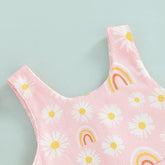 Baby and Toddler Ribbed Sleeveless Romper shorts Flower/Rainbow Print Zipper Rompers Jumpsuits Shorts Pants, baby clothes, infant jumpsuit,