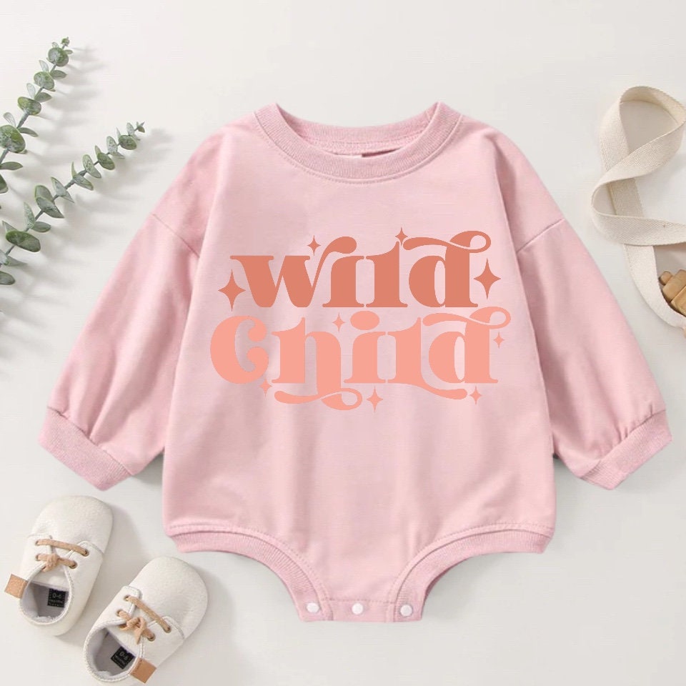 Wild child baby and kids Oversized SWEATSHIRT Romper bodysuit/baby clothes/baby sweatshirt/bubble/baby sweater/baby gift/onesie/retro