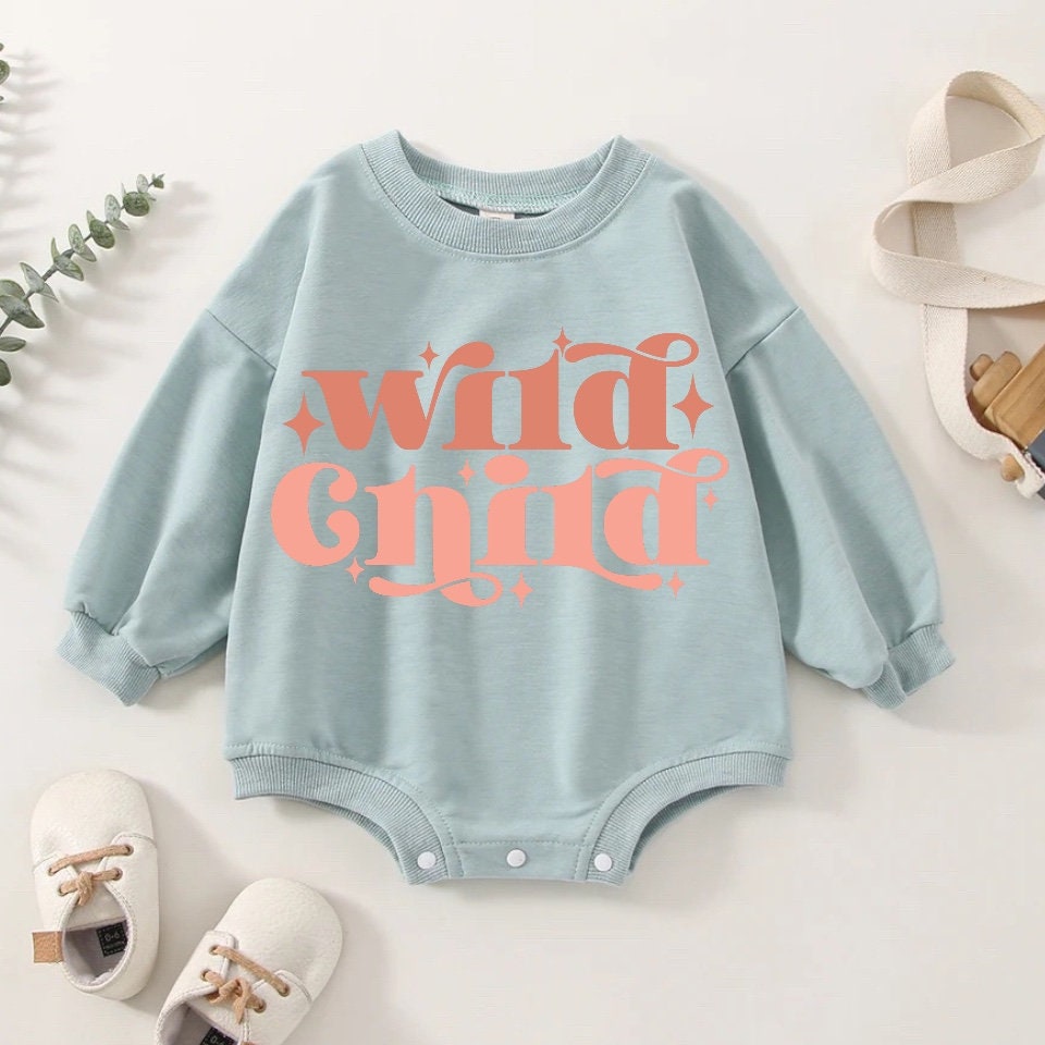 Wild child baby and kids Oversized SWEATSHIRT Romper bodysuit/baby clothes/baby sweatshirt/bubble/baby sweater/baby gift/onesie/retro