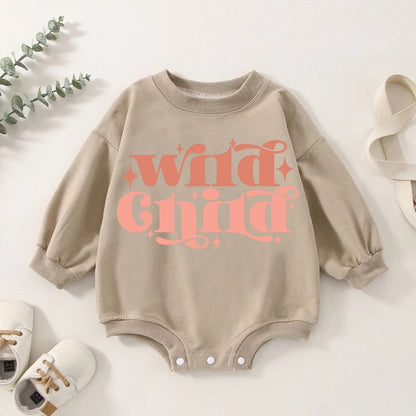 Wild child baby and kids Oversized SWEATSHIRT Romper bodysuit/baby clothes/baby sweatshirt/bubble/baby sweater/baby gift/onesie/retro