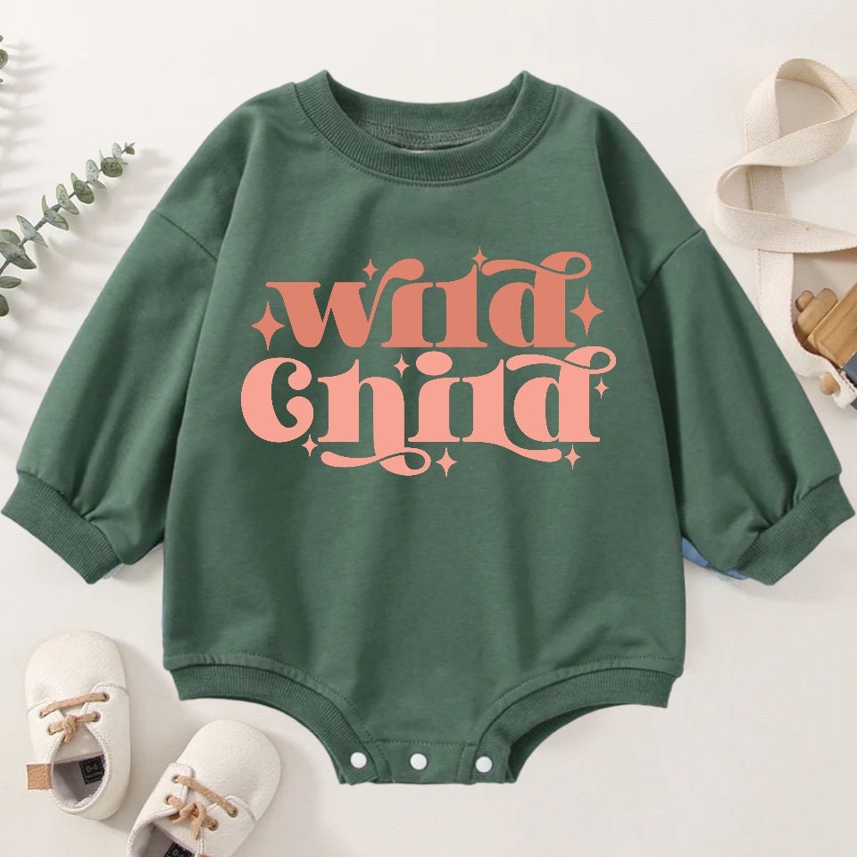 Wild child baby and kids Oversized SWEATSHIRT Romper bodysuit/baby clothes/baby sweatshirt/bubble/baby sweater/baby gift/onesie/retro